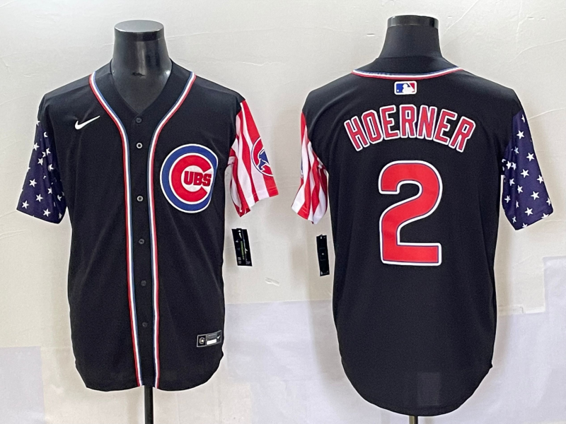 Men's Chicago Cubs Nico Hoerner #2 Black Limited Jersey